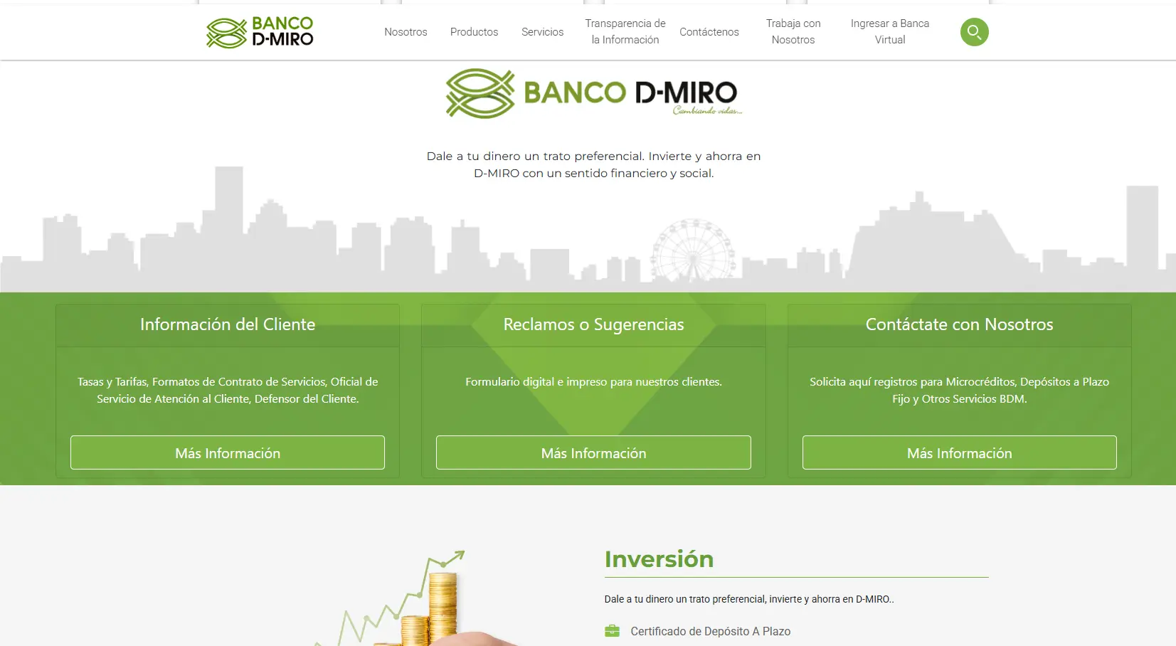 Página Web Banco D-MIRO